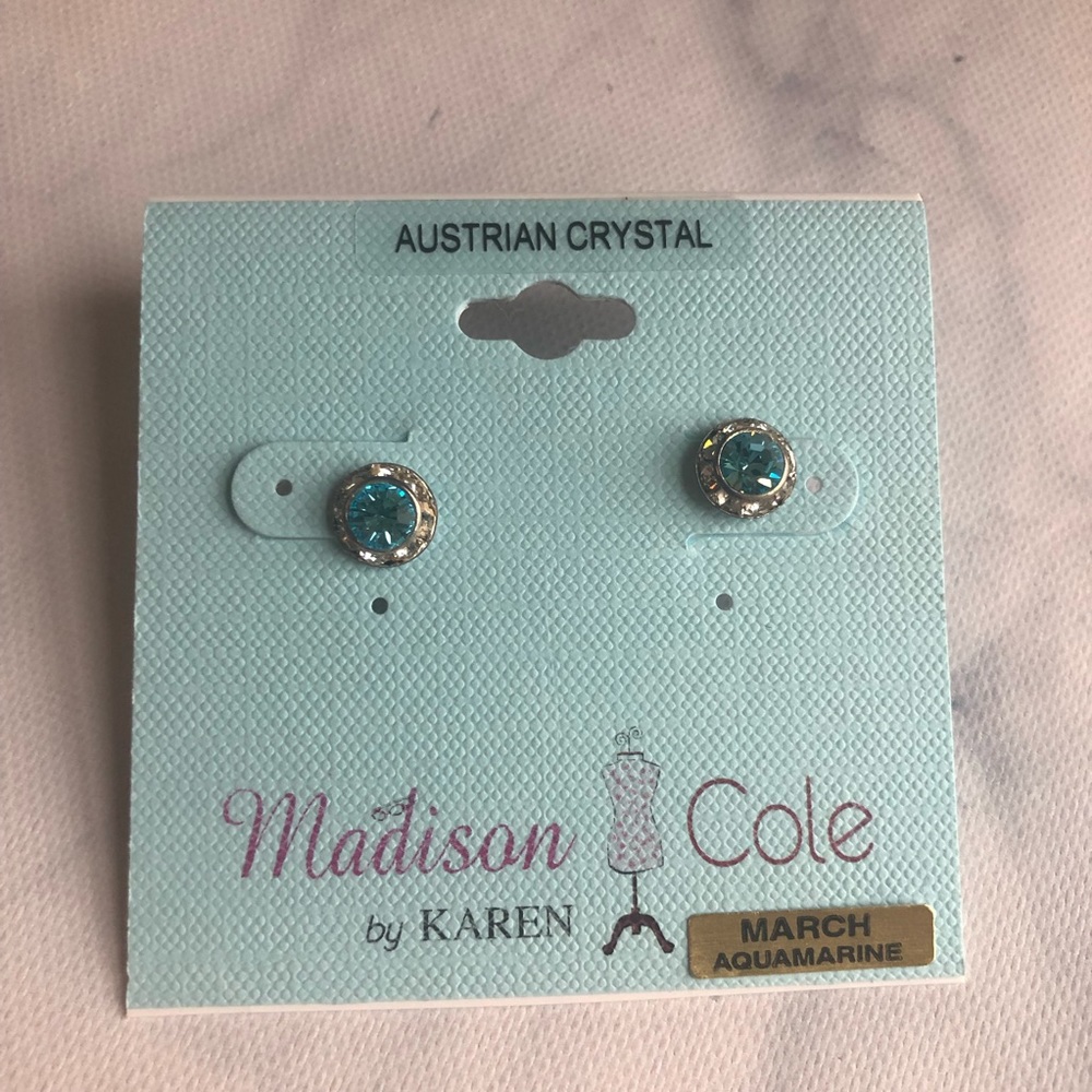 NWT Madison Cole by Karen Aquamarine Earrings
